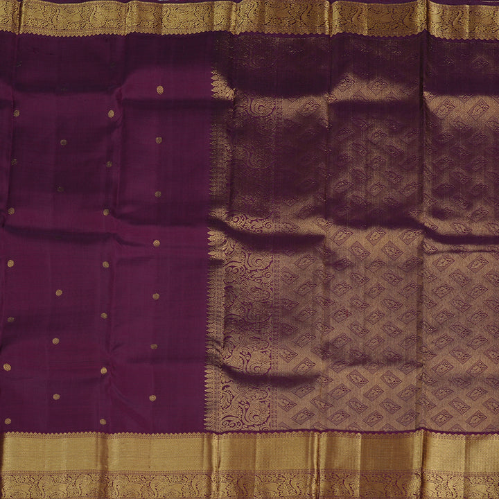 Hayagrivas Dark Purple Handloom Kanjivaram Silk Saree KBD2010B7-1