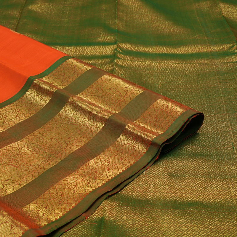 Hayagrivas Handloom Fanta Orange Kanjivaram Silk Saree with Manthalir Border KBD2011B7-1