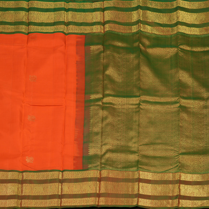 Hayagrivas Handloom Fanta Orange Kanjivaram Silk Saree with Manthalir Border KBD2011B7-1