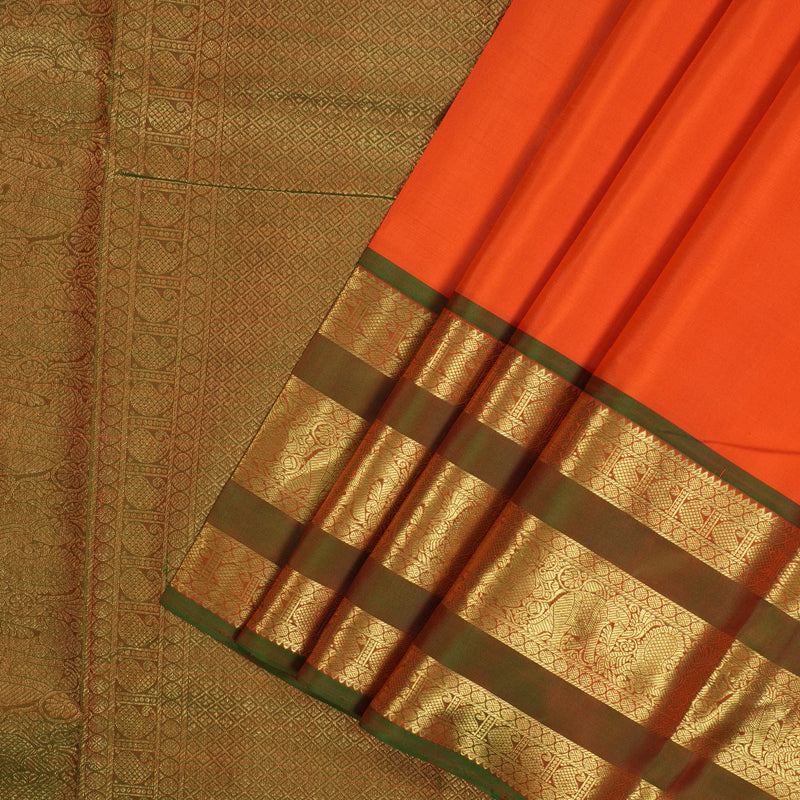 Hayagrivas Handloom Fanta Orange Kanjivaram Silk Saree with Manthalir Border KBD2011B7-1