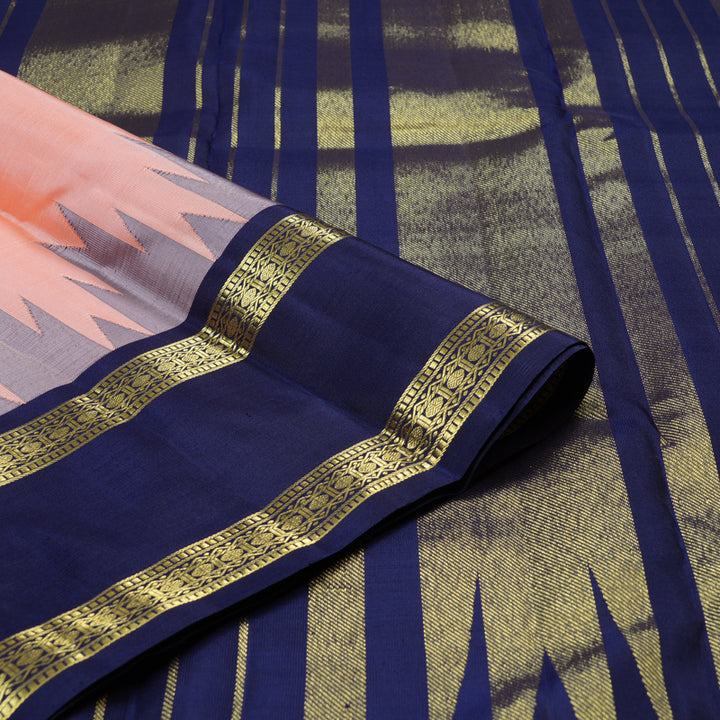 Hayagrivas Mild Pink Handloom Kanjivaram Silk Saree with Bottle Green Border KBD2016B1-6