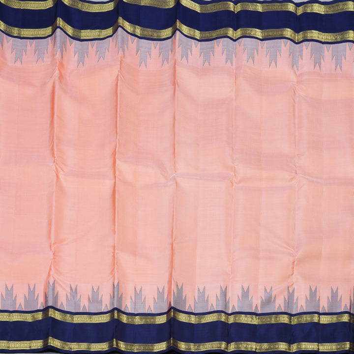 Hayagrivas Mild Pink Handloom Kanjivaram Silk Saree with Bottle Green Border KBD2016B1-6