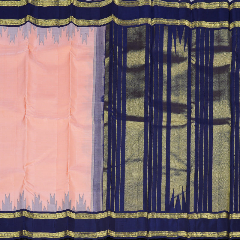 Hayagrivas Mild Pink Handloom Kanjivaram Silk Saree with Bottle Green Border KBD2016B1-6