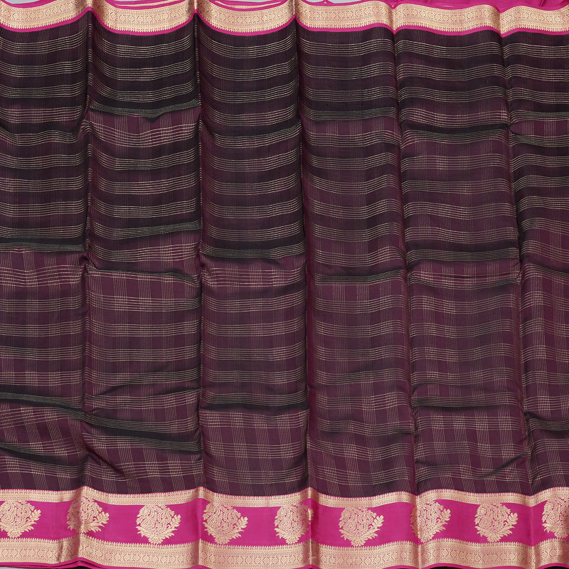 Hayagrivas Dark Brown Handloom Kanjivaram Silk Saree with Purple Border KBD2017B10-3