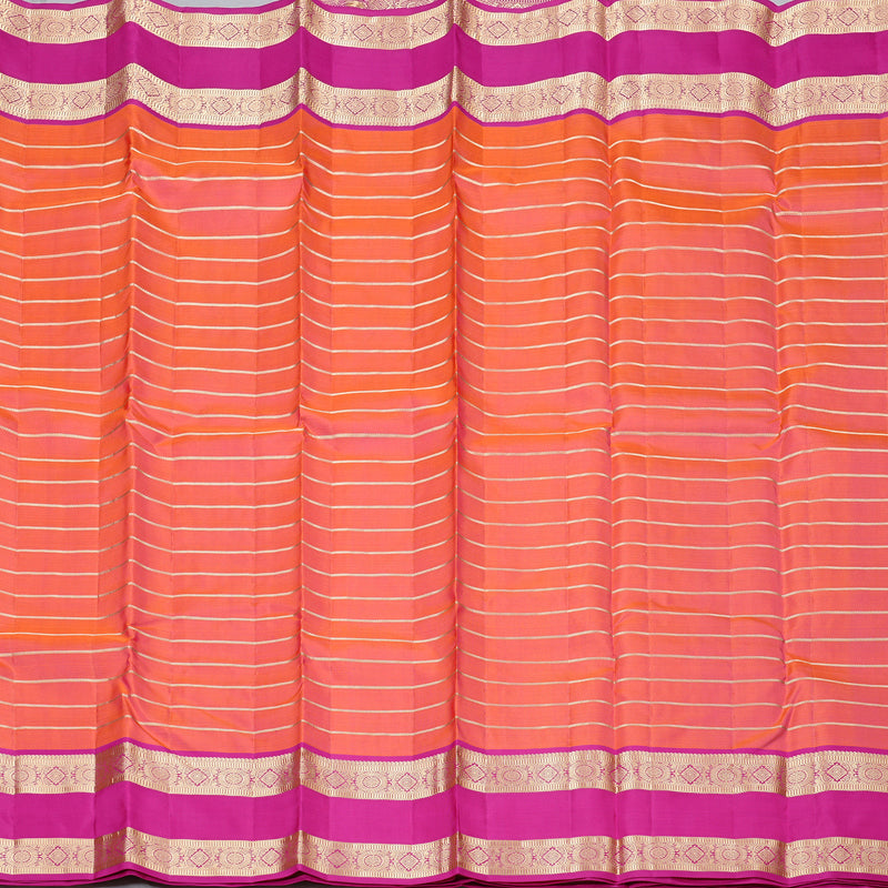 Hayagrivas Orangish Pink Handloom Kanjivaram Silk Saree with Pink Border KBD2017B7-3