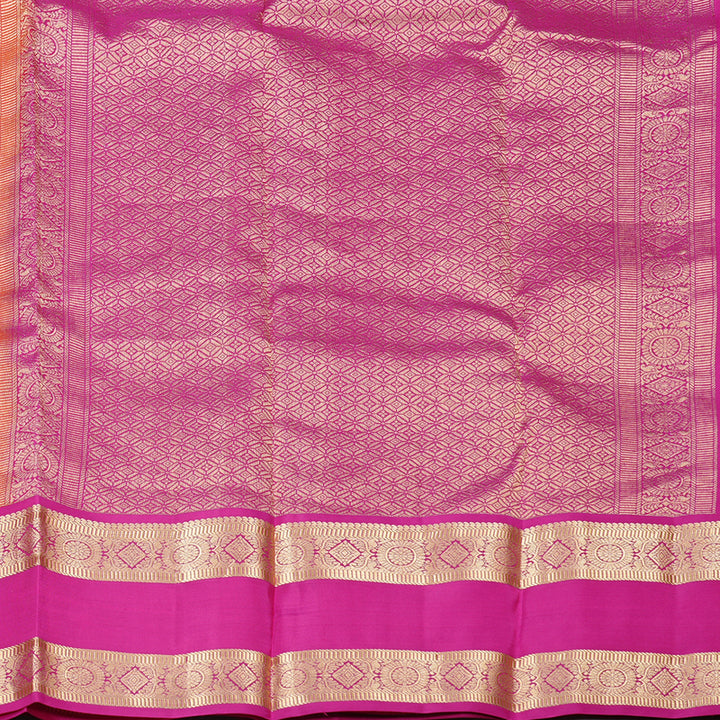 Hayagrivas Orangish Pink Handloom Kanjivaram Silk Saree with Pink Border KBD2017B7-3