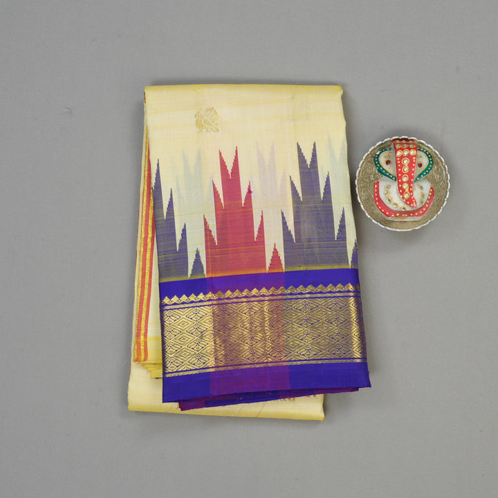 Hayagrivas Pale Yellow Pure One Side Border Silk Saree KBD2018B1-11