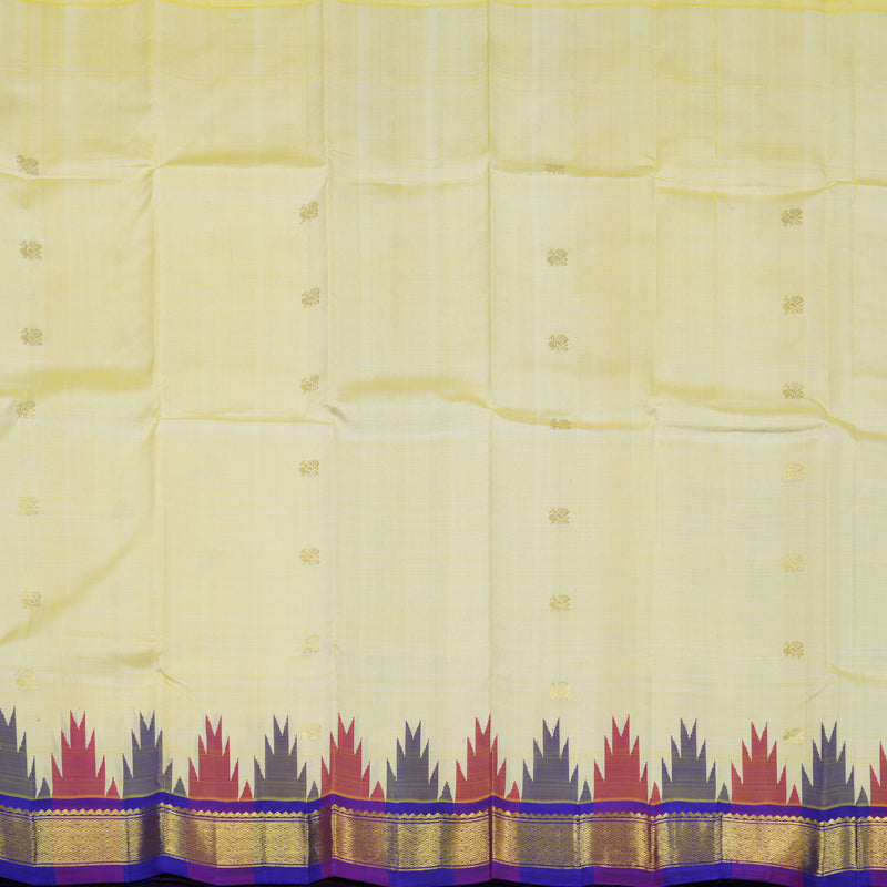 Hayagrivas Pale Yellow Pure One Side Border Silk Saree KBD2018B1-11