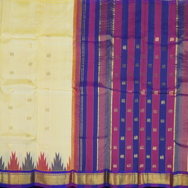 Hayagrivas Pale Yellow Pure One Side Border Silk Saree KBD2018B1-11