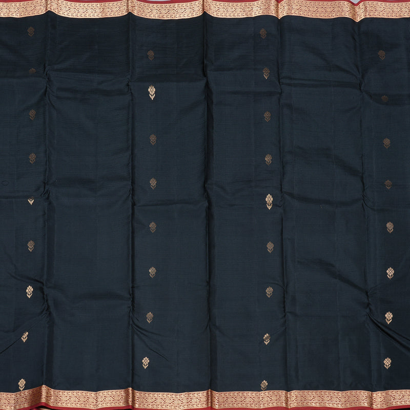 Hayagrivas Black Handloom Kanjivaram Silk Saree with Wine Maroon Border KBD2019B3-7