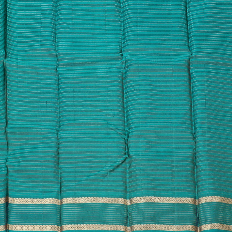 Hayagrivas Burnt Orange Handloom Kanjivaram Silk Saree with Teal Blue Border KBD2019B5-1