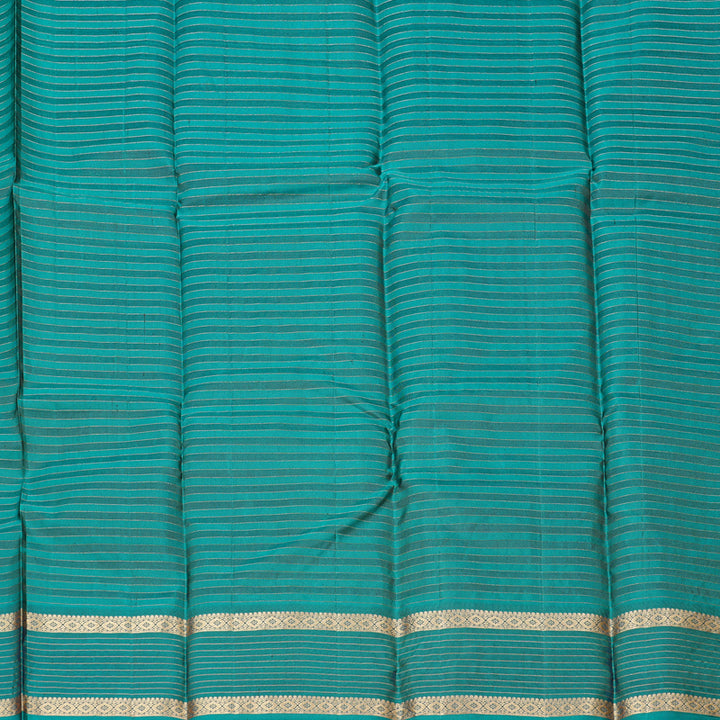 Hayagrivas Burnt Orange Handloom Kanjivaram Silk Saree with Teal Blue Border KBD2019B5-1