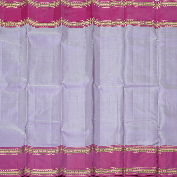Hayagrivas Light Lilac Handloom Kanjivaram Silk Saree with Purple Border KBD2023B10-1