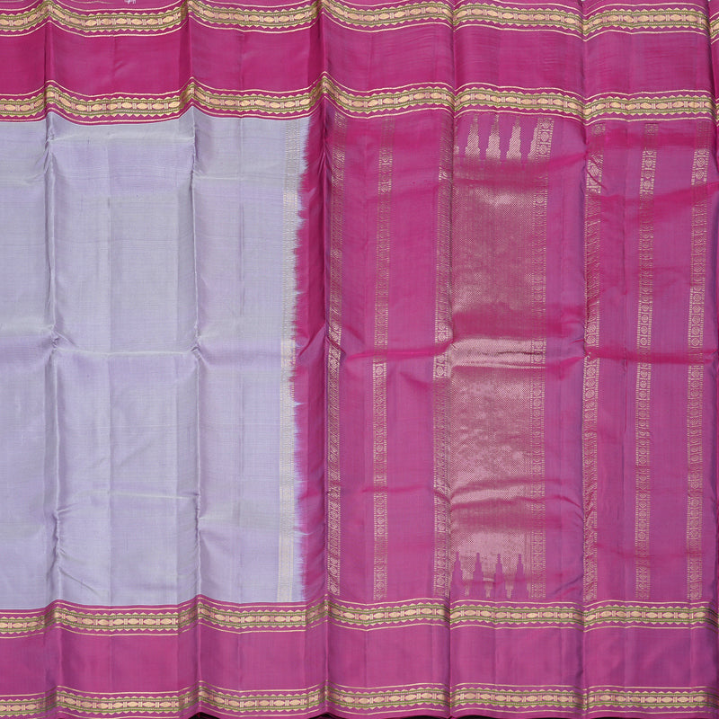 Hayagrivas Light Lilac Handloom Kanjivaram Silk Saree with Purple Border KBD2023B10-1