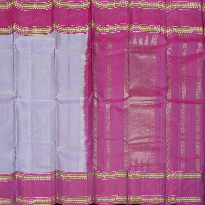 Hayagrivas Light Lilac Handloom Kanjivaram Silk Saree with Purple Border KBD2023B10-1