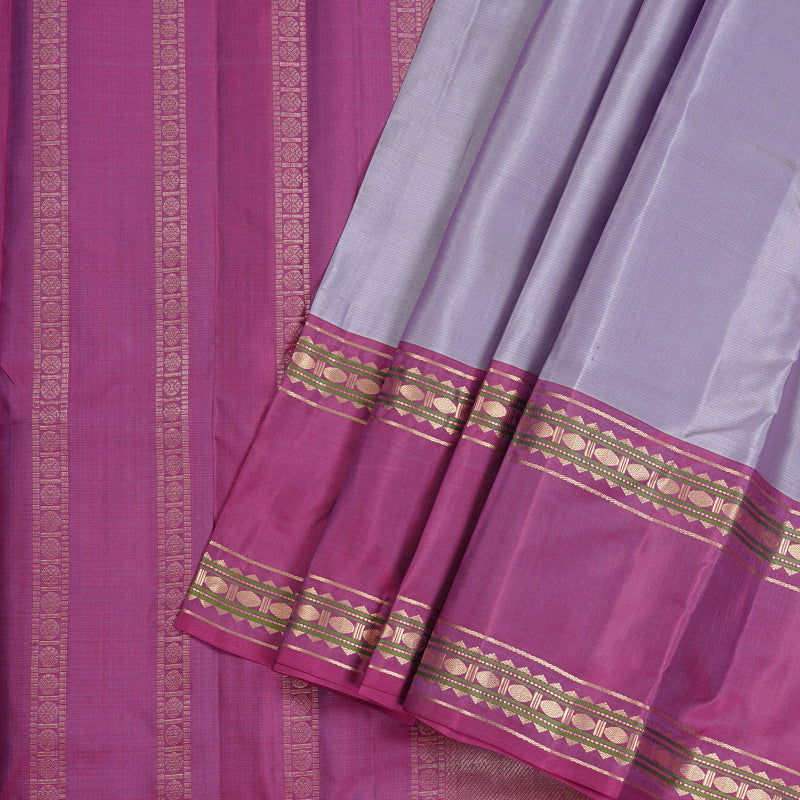 Hayagrivas Light Lilac Handloom Kanjivaram Silk Saree with Purple Border KBD2023B10-1