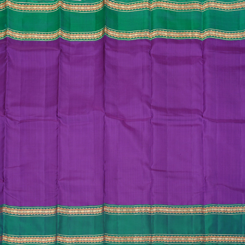 Hayagrivas Purple Handloom Kanjivaram Silk Saree with Peacock Green Border KBD2023B10-2