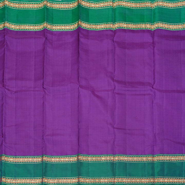 Hayagrivas Purple Handloom Kanjivaram Silk Saree with Peacock Green Border KBD2023B10-2