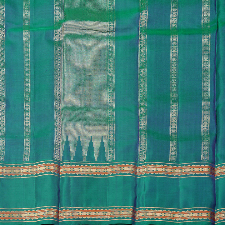 Hayagrivas Purple Handloom Kanjivaram Silk Saree with Peacock Green Border KBD2023B10-2