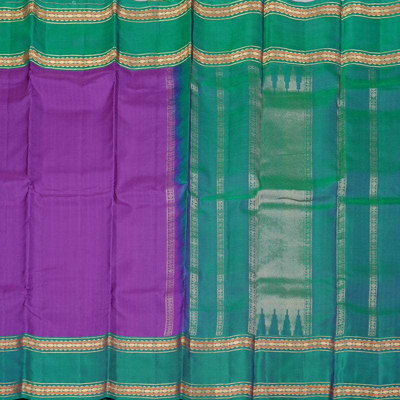 Hayagrivas Purple Handloom Kanjivaram Silk Saree with Peacock Green Border KBD2023B10-2