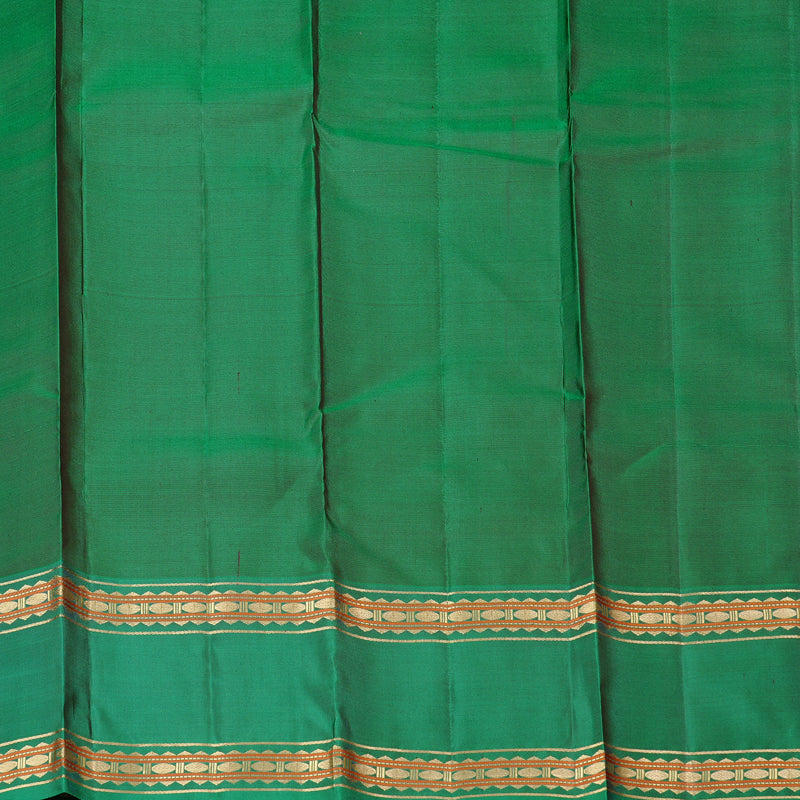 Hayagrivas Peach Pink Handloom Kanjivaram Silk Saree with Dark Green Border KBD2023B10-7