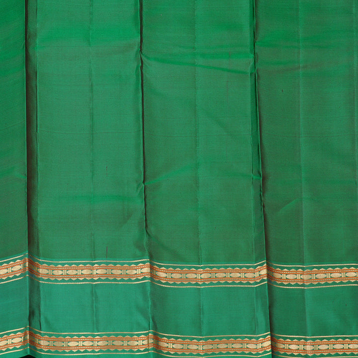 Hayagrivas Peach Pink Handloom Kanjivaram Silk Saree with Dark Green Border KBD2023B10-7