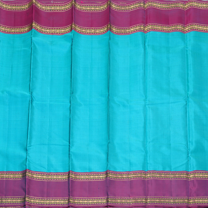 Hayagrivas Sky Blue Handloom Kanjivaram Silk Saree with Purple Border KBD2023B10-9