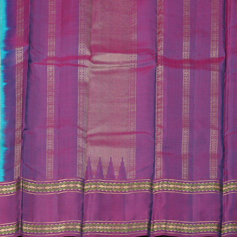 Hayagrivas Sky Blue Handloom Kanjivaram Silk Saree with Purple Border KBD2023B10-9