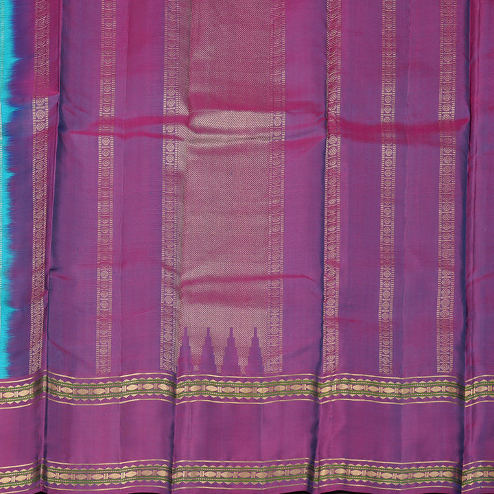 Hayagrivas Sky Blue Handloom Kanjivaram Silk Saree with Purple Border KBD2023B10-9