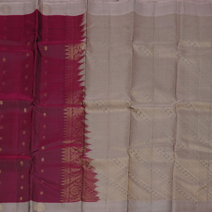 Hayagrivas Handloom Kanjivaram Silk Saree in Lively Wine Maroon KBD2023B2-8