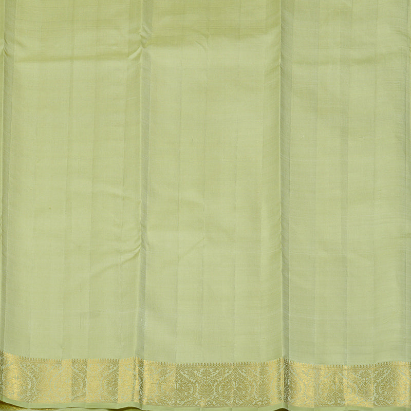 Hayagrivas Beige Handloom Kanjivaram Silk Saree with Light Elaichi Green Border KBD2024B5-1