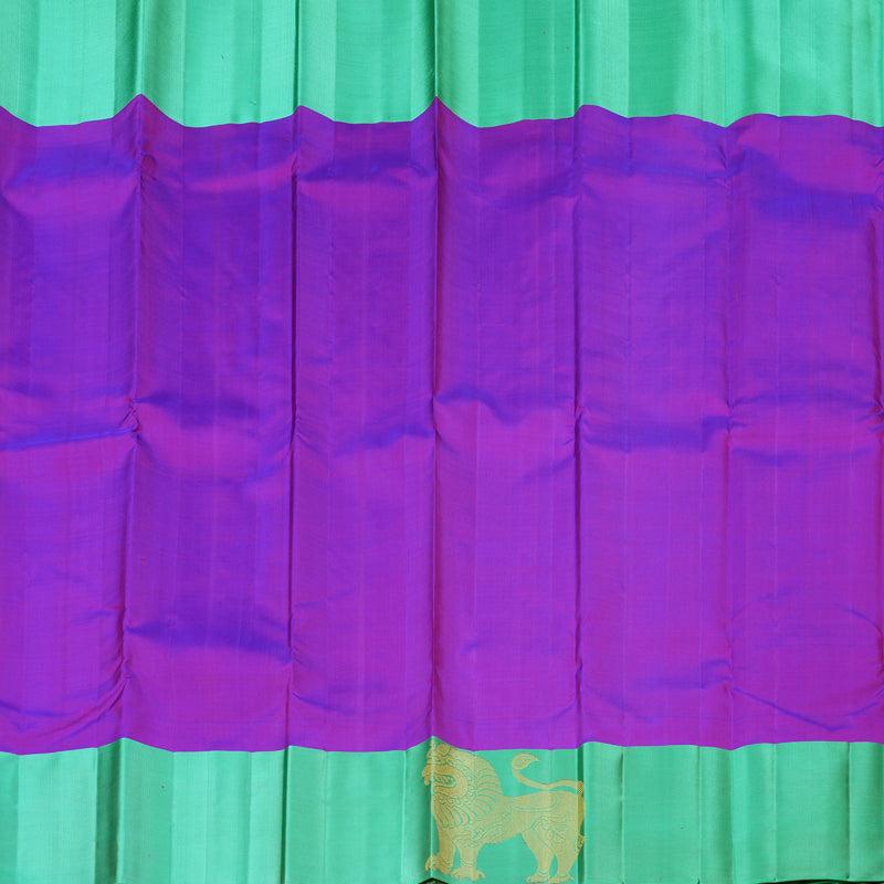 Hayagrivas Purple Handloom Kanjivaram Silk Saree with Sea Green Border KBD2025B8-3