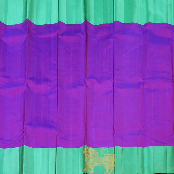 Hayagrivas Purple Handloom Kanjivaram Silk Saree with Sea Green Border KBD2025B8-3