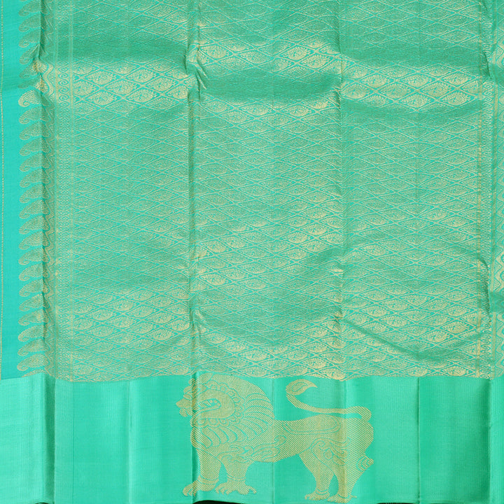 Hayagrivas Purple Handloom Kanjivaram Silk Saree with Sea Green Border KBD2025B8-3