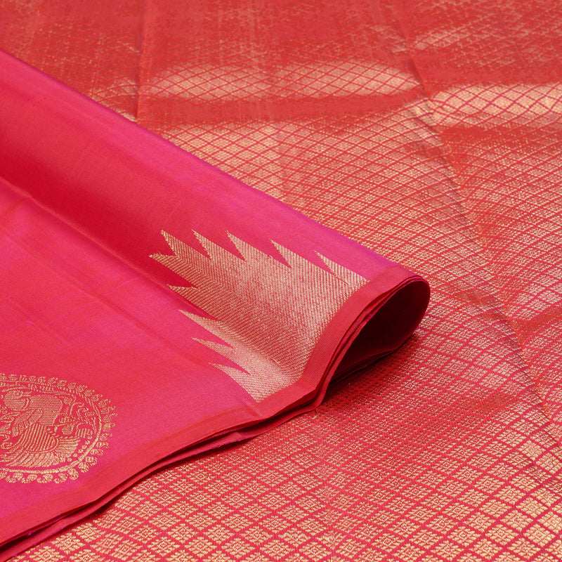 Hayagrivas Reddish Pink Handloom Kanjivaram Silk Saree KBD2026B4-1