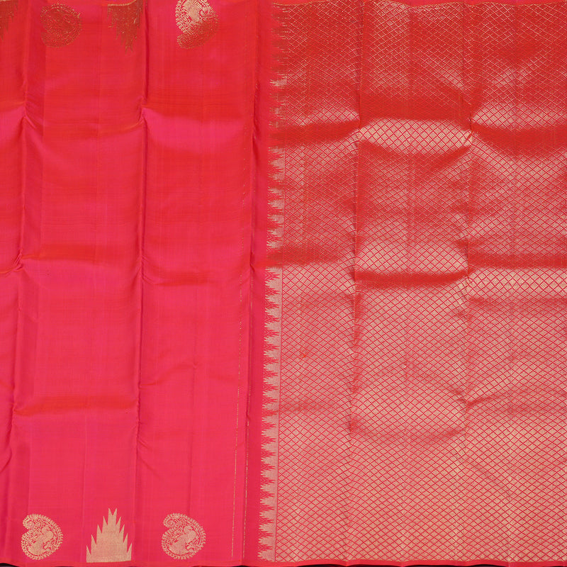Hayagrivas Reddish Pink Handloom Kanjivaram Silk Saree KBD2026B4-1