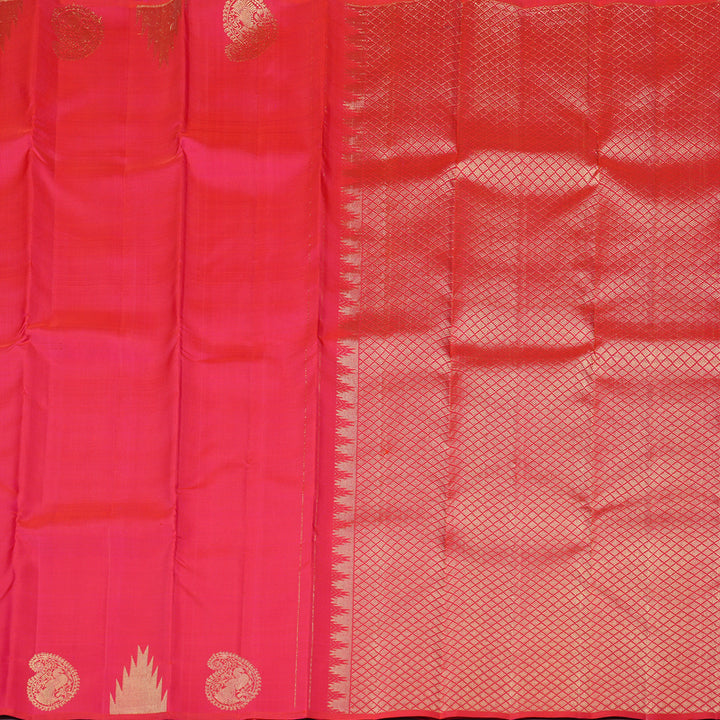 Hayagrivas Reddish Pink Handloom Kanjivaram Silk Saree KBD2026B4-1