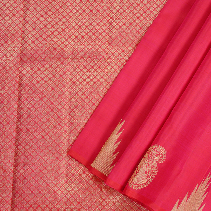 Hayagrivas Reddish Pink Handloom Kanjivaram Silk Saree KBD2026B4-1