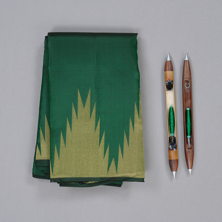 Hayagrivas Bottle Green Handloom Kanjivaram Silk Saree KBD2026B7-1