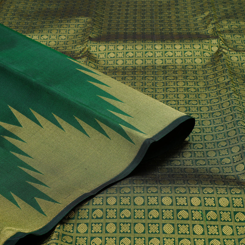 Hayagrivas Bottle Green Handloom Kanjivaram Silk Saree KBD2026B7-1