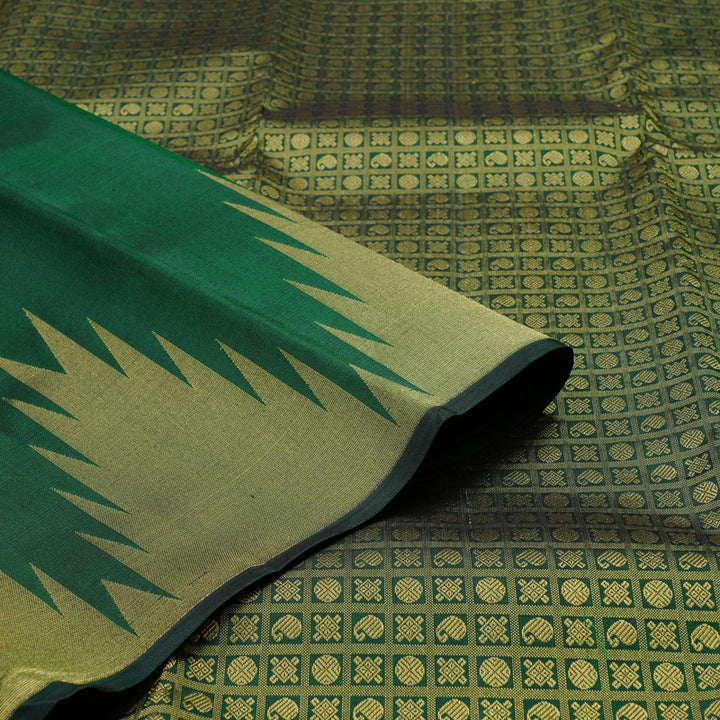 Hayagrivas Bottle Green Handloom Kanjivaram Silk Saree KBD2026B7-1