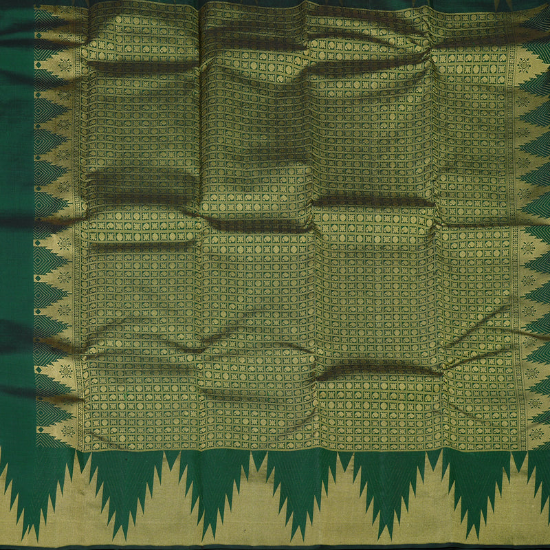 Hayagrivas Bottle Green Handloom Kanjivaram Silk Saree KBD2026B7-1