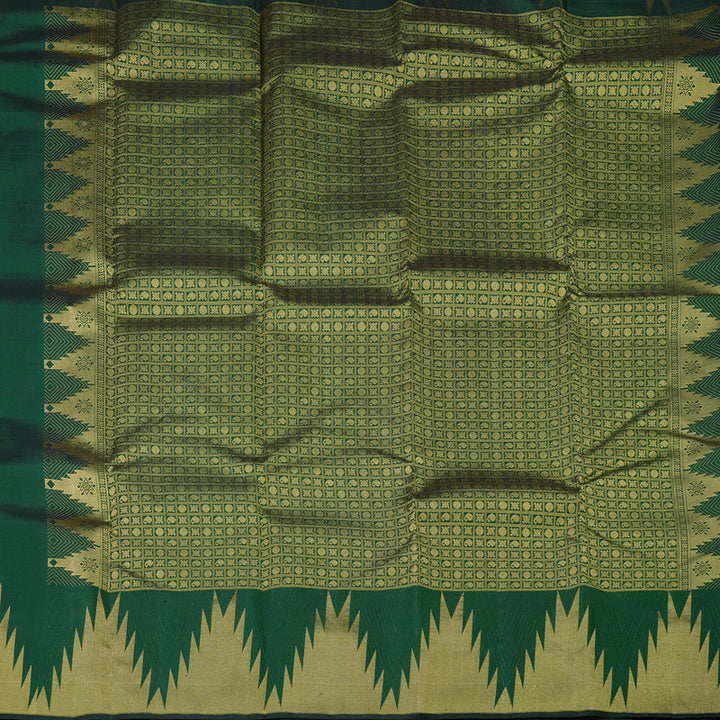 Hayagrivas Bottle Green Handloom Kanjivaram Silk Saree KBD2026B7-1