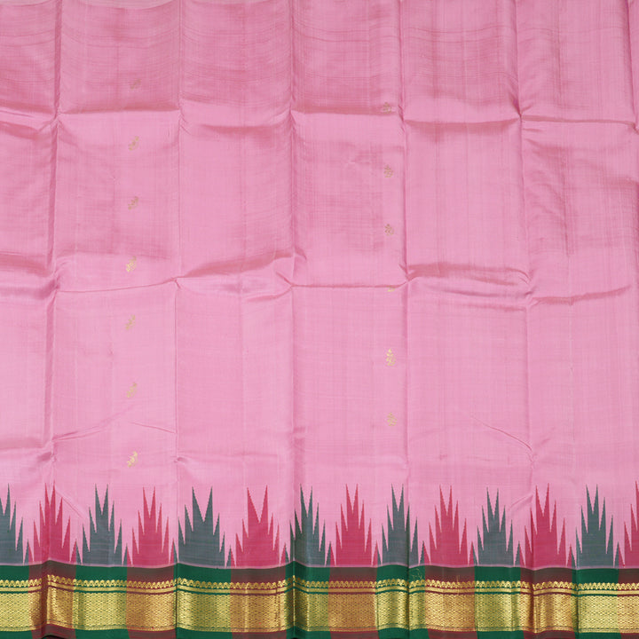 Hayagrivas Rose Pink Handloom Kanjivaram Silk Saree with Green With Maroon Border KBD2027B3-5