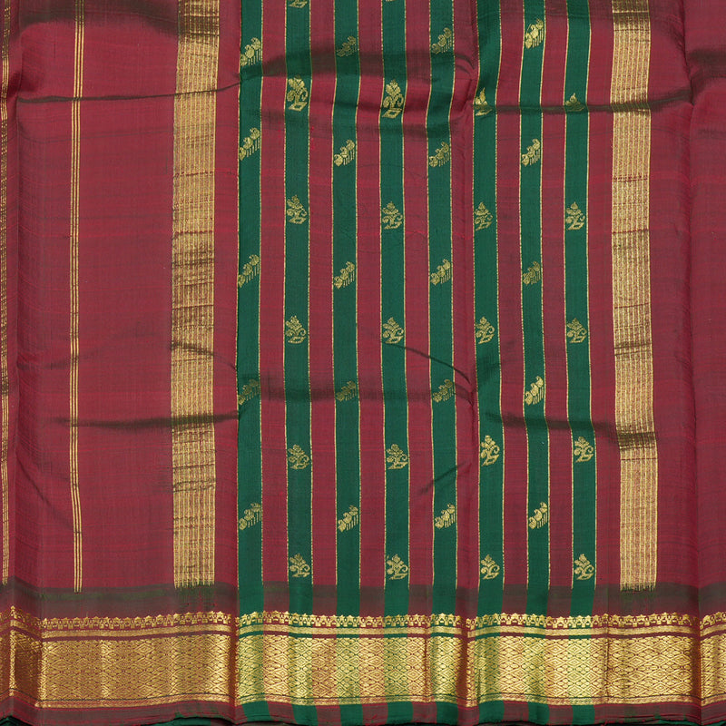 Hayagrivas Rose Pink Handloom Kanjivaram Silk Saree with Green With Maroon Border KBD2027B3-5