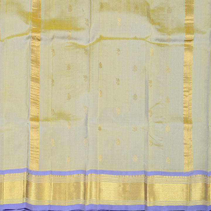 Hayagrivas Bluish Grey Handloom Kanjivaram Silk Saree with Dual Tone (Grey With Yellow) Border KBD2028B1-10