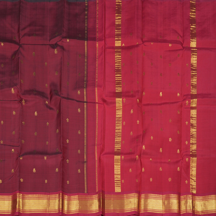 Hayagrivas Handloom Kanjivaram Silk Saree in Ruby Tinted Dark Maroon KBD2028B1-2