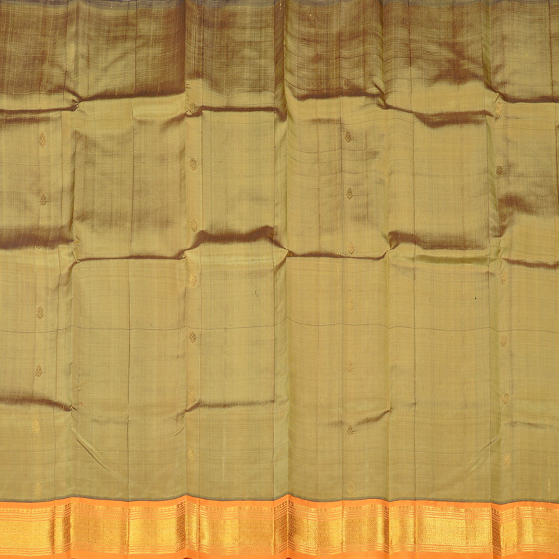 Hayagrivas Wheat Brown Handloom Kanjivaram Silk Saree with Peach Orange Border KBD2028B1-4