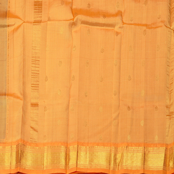 Hayagrivas Wheat Brown Handloom Kanjivaram Silk Saree with Peach Orange Border KBD2028B1-4