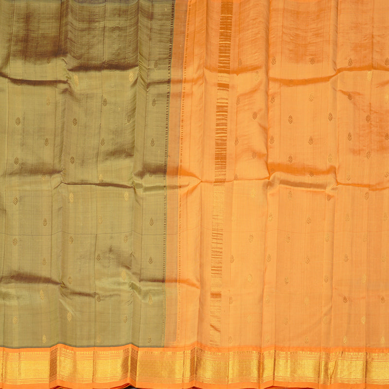 Hayagrivas Wheat Brown Handloom Kanjivaram Silk Saree with Peach Orange Border KBD2028B1-4